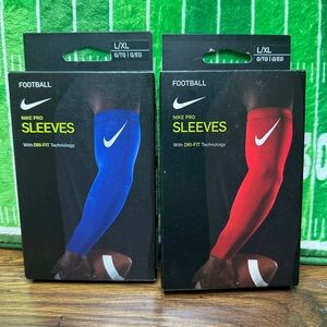 Nike Pro Dri fit BLUE RED Football Sleeves L/XL LOT NFL SLEEVES